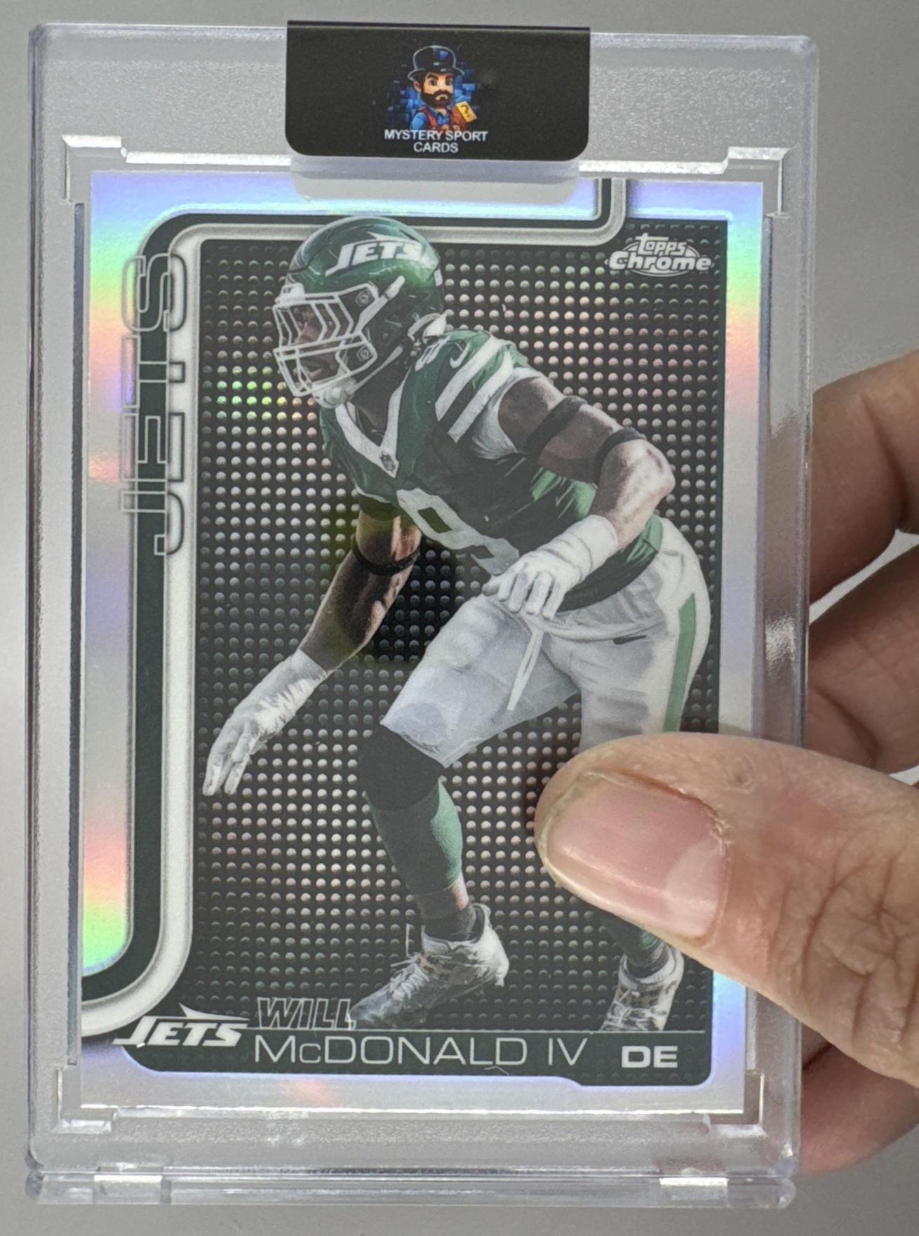 Card image for 2025 Topps Chrome Will McDonald IV Lightboard Logo Variation #241 Jets