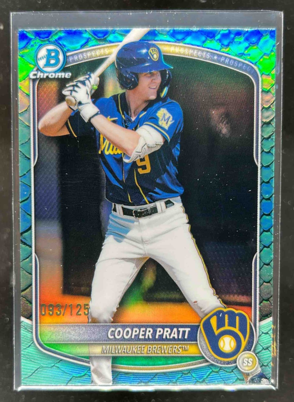 Card image for Cooper Pratt 2025 Bowman Draft Chrome Aqua Reptilian Refractor /125