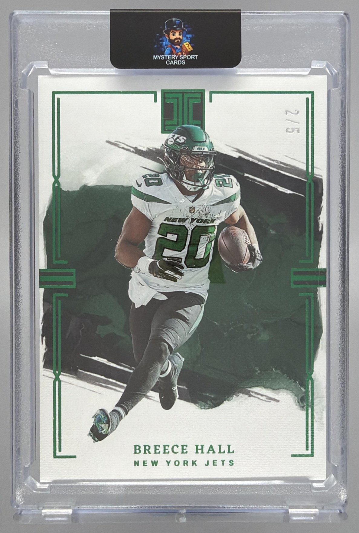 Card image for 2023 Panini Football Impeccable Breece Hall Emerald /5 #73 New York Jets