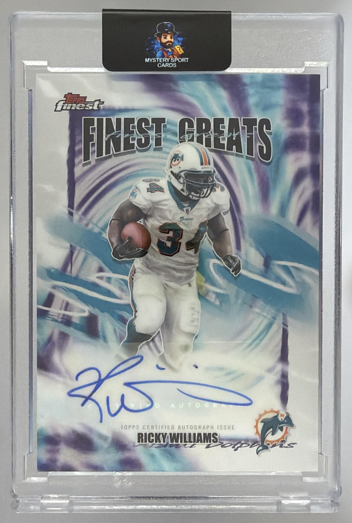 Card image for 2025 Topps Football Finest Ricky Williams Greats Auto #FGA-RW Miami Dolphins