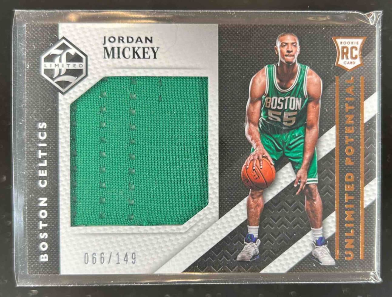 Card image for 2015-16 Panini Limited Jordan Mickey Unlimited Potential Materials 66 /149 #35 RC