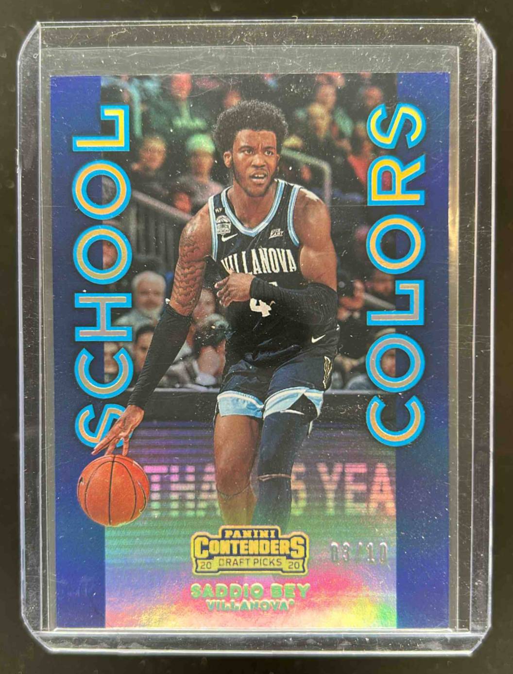 Card image for 2020-21 Panini Contenders Draft Picks Saddiq Bey School Colors Finals 1 /10 #19 RC