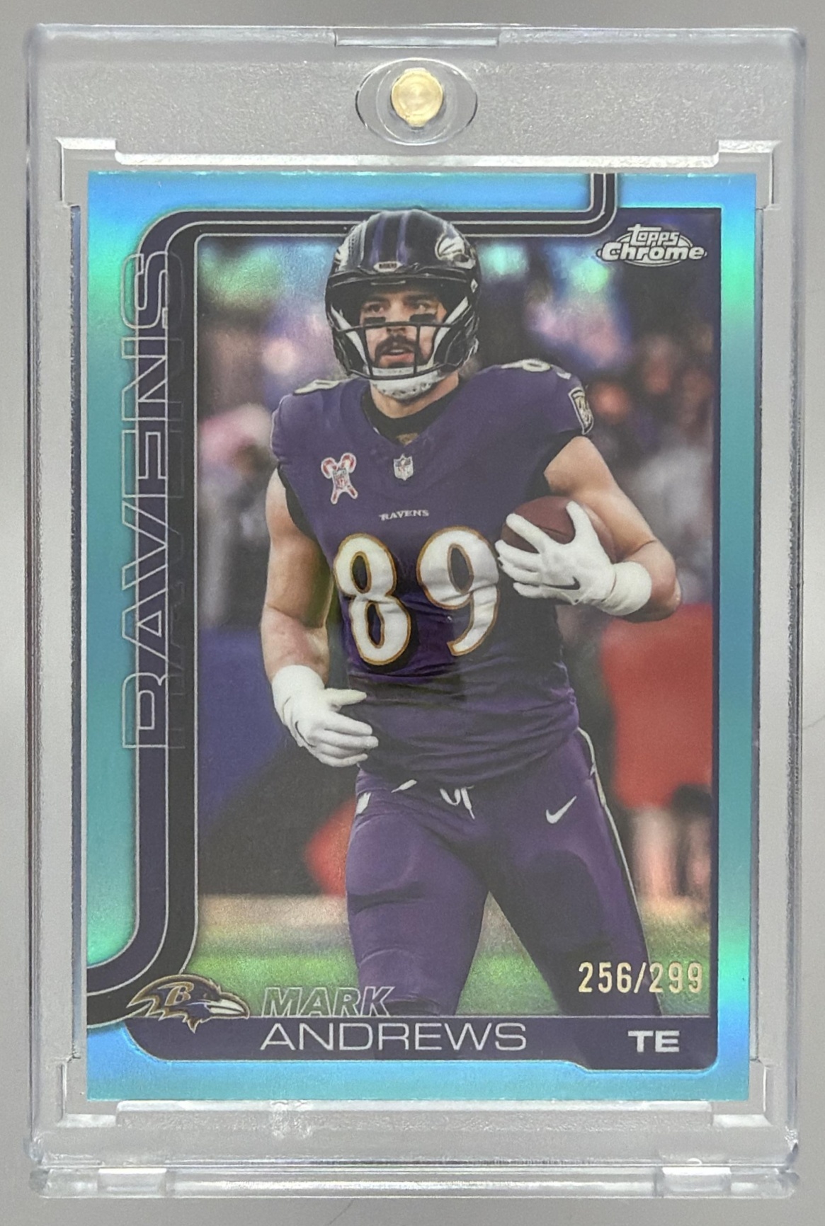 Card image for 2025 Topps Football Chrome Mark Andrews Teal Refractor /299 #23 Baltimore Ravens
