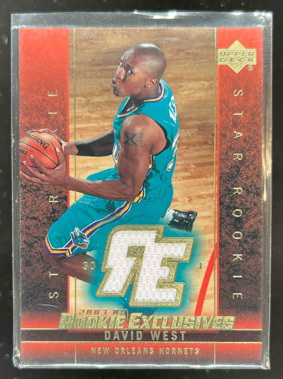 Card image for 2003-04 UPPER DECK ROOKIE EXCLUSIVES DAVID WEST JERSEYS #J14 RC ROOKIE