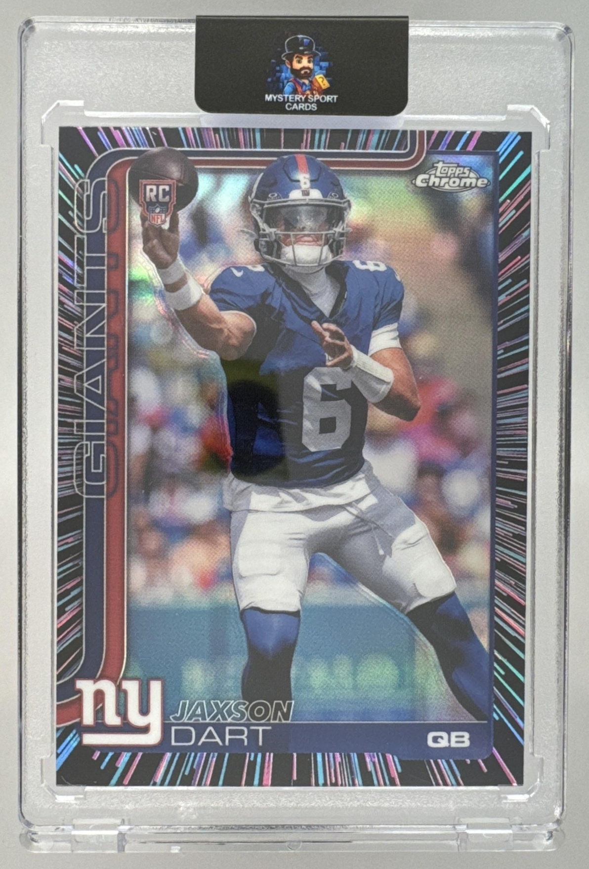Card image for 2025 Topps Football Chrome Jaxson Dart Rookie #306 RC New York Giants