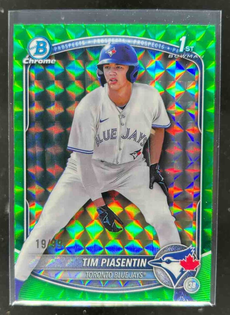 Card image for Tim Piasentin 2025 Bowman Draft Chrome Green Geometric Refractor /99