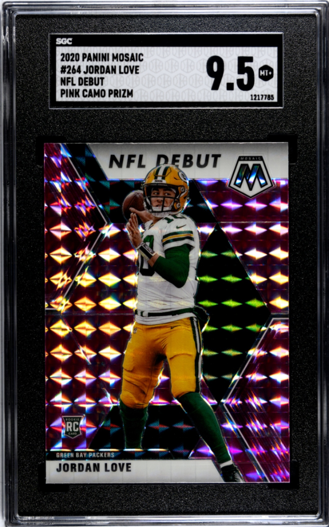 Card image for 2020 Panini Football Mosaic Jordan Love Prizm Silver #264 RC Green Bay Packers