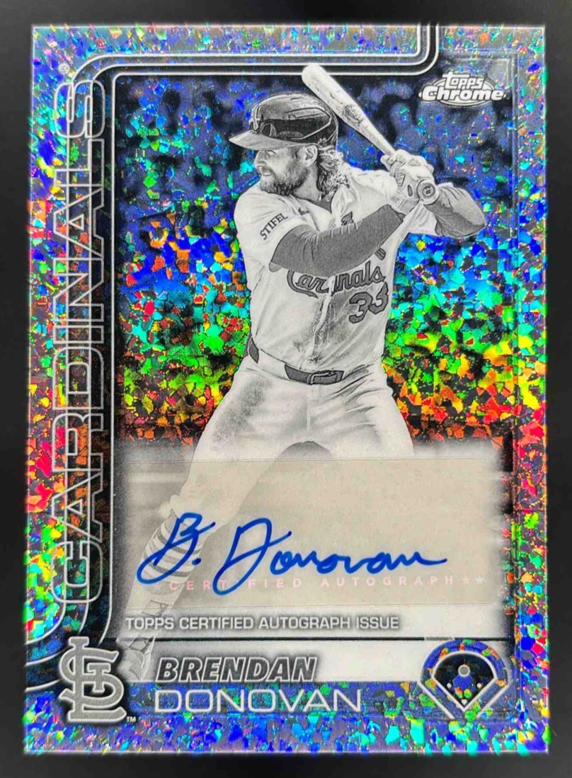 Card image for 2025 Topps Chrome Update Brendan Donovan Black & White Mini-Diamond Auto #AC-BD