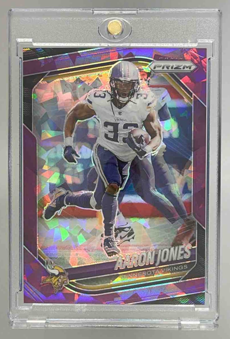 Card image for 2025 Panini Football Prizm Aaron Jones Purple Ice /225 #7 Minnesota Vikings