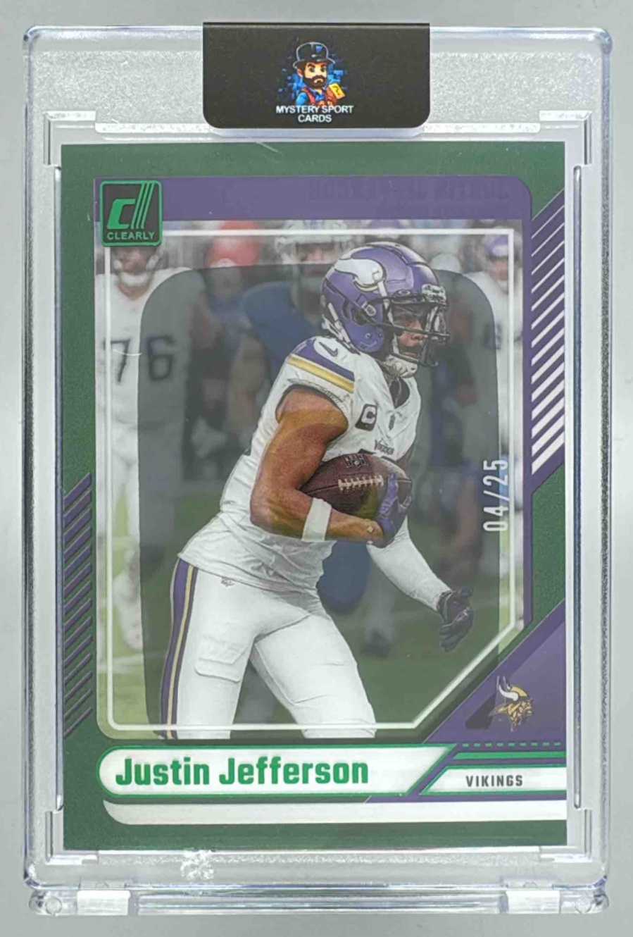 Card image for 2024 Panini Clearly Donruss Justin Jefferson Green /25 #35 Vikings
