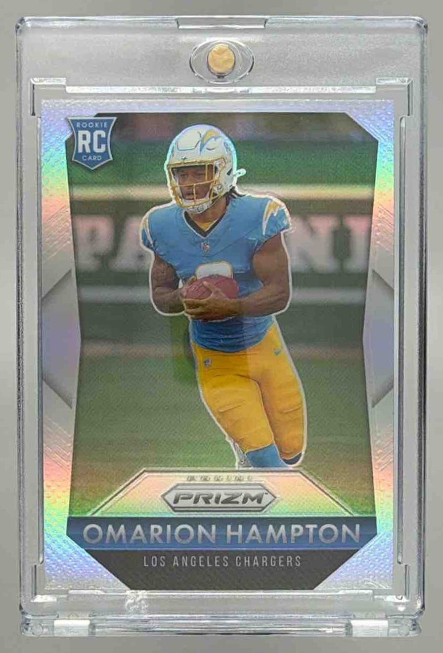 Card image for 2025 Panini Football Prizm Omarion Hampton Prizmatic #9 RC Los Angeles Chargers