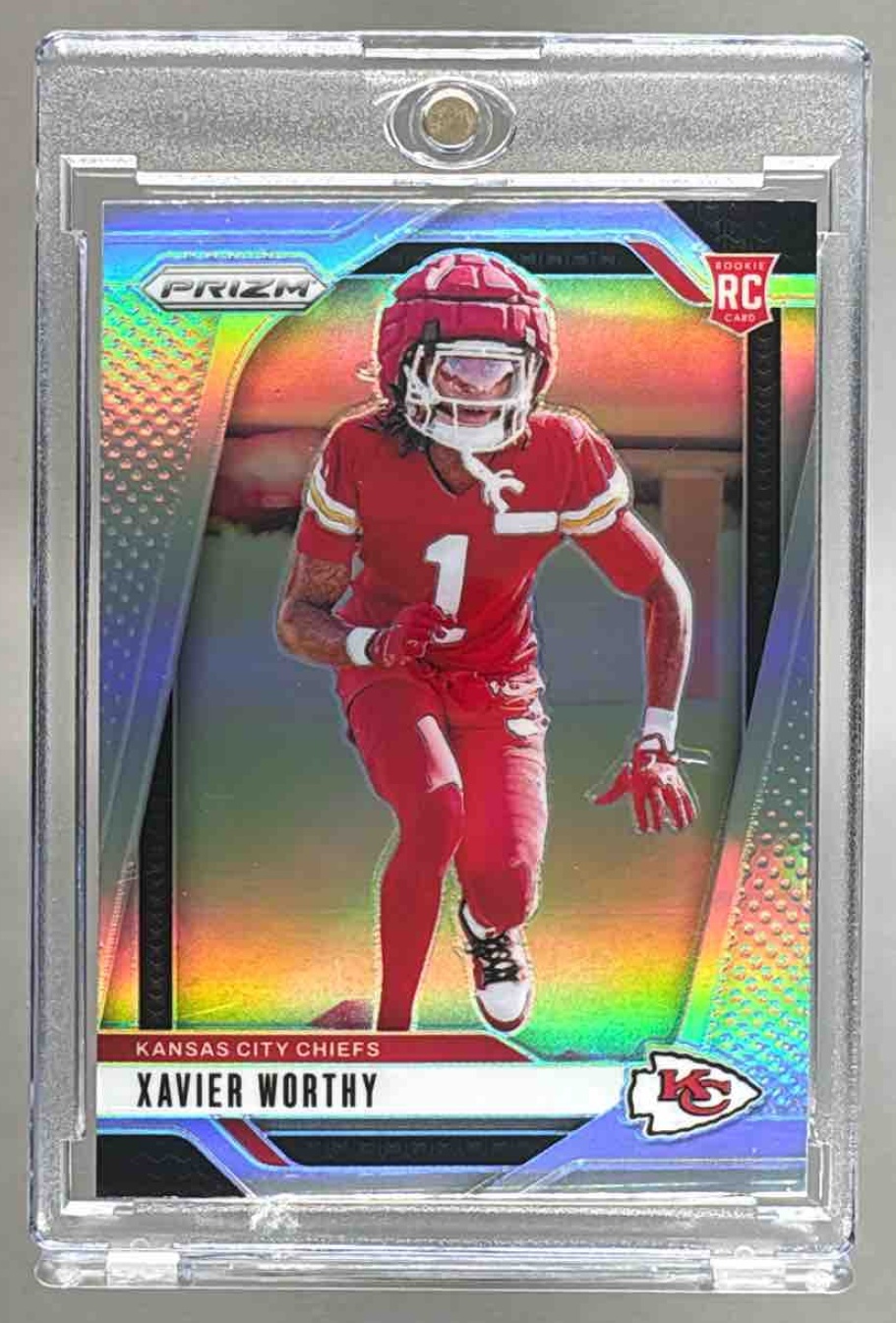 Card image for 2024 Panini Football Prizm Xavier Worthy Silver #399 RC Kansas City Chiefs