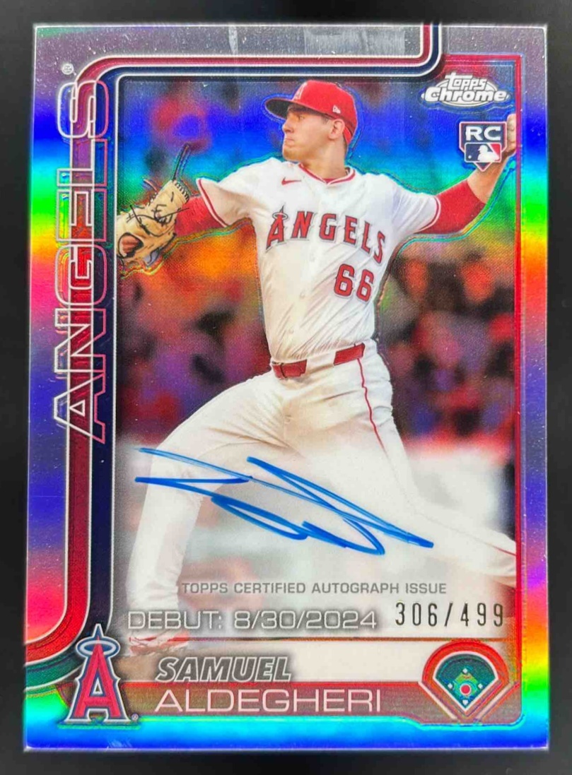 Card image for 2025 Topps Chrome Update Samuel Aldegheri Rookie Debut Auto Refractor /499 RC