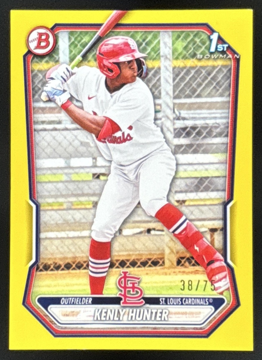 Card image for Kenly Hunter 2026 Bowman Yellow Border /75 Prospects St. Louis Cardinals