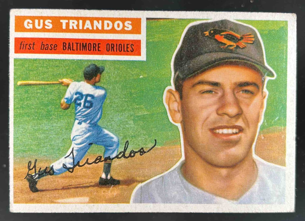 Card image for 1956 TOPPS BASEBALL GUS TRIANDOS #80B BALTIMORE ORIOLES