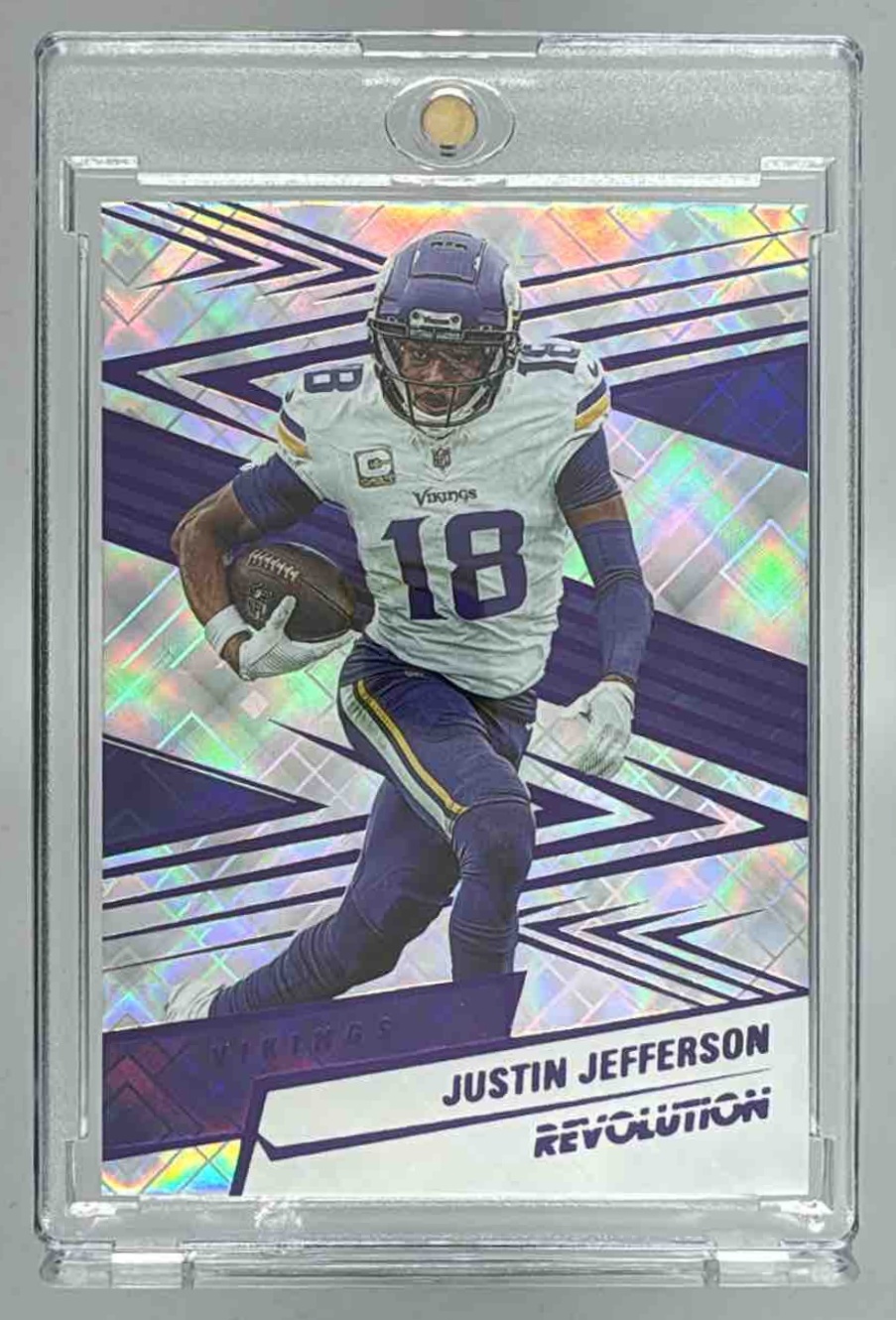 Card image for 2025 Panini Revolution Justin Jefferson Cosmic /20 #50 Vikings