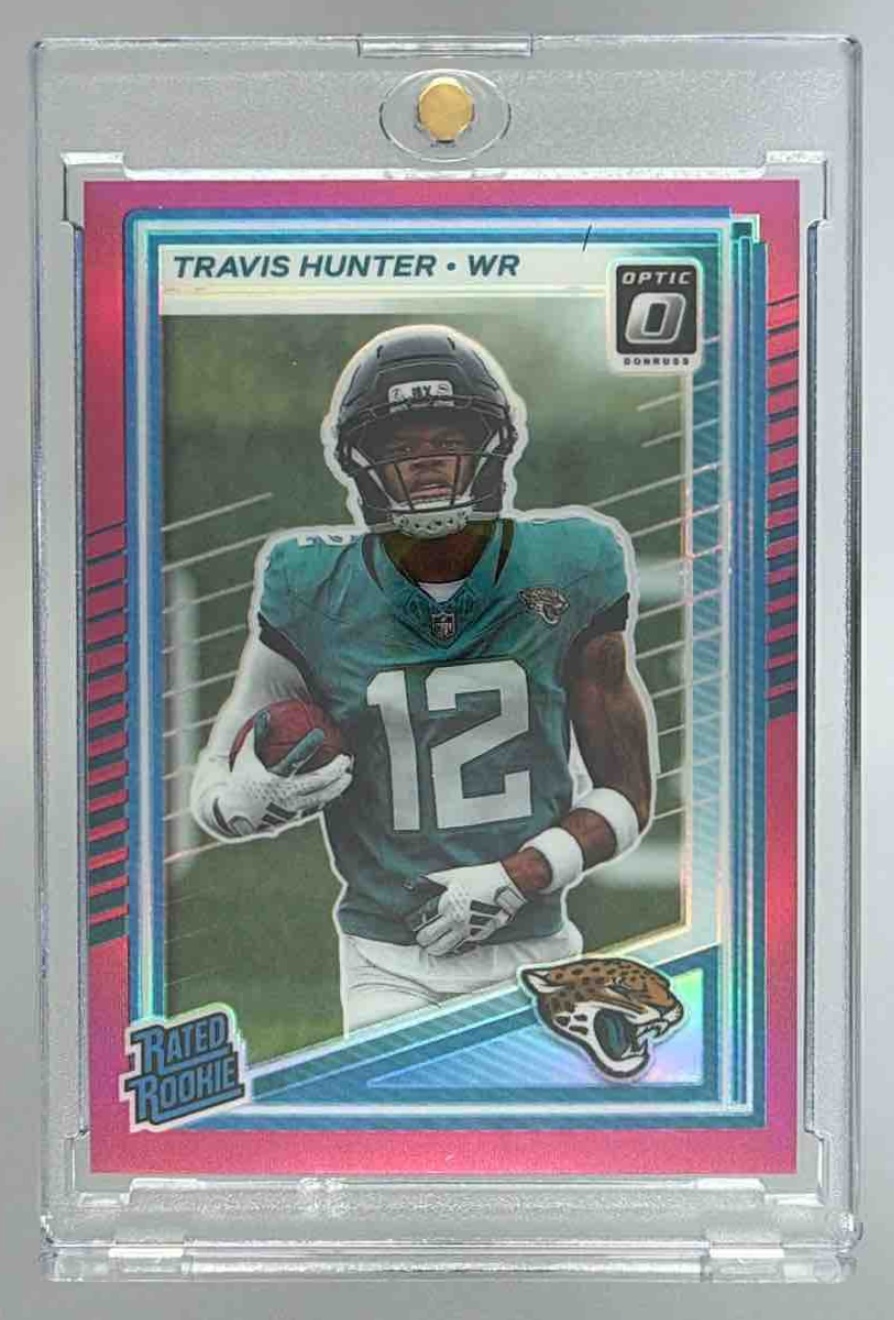Card image for 2025 Panini Donruss Optic Travis Hunter Rated Rookie #201 Jaguars