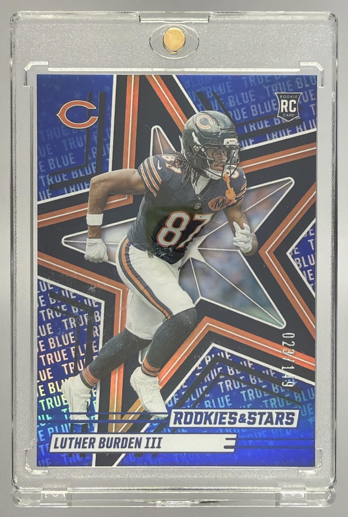 Card image for 2025 Panini Rookies & Stars Luther Burden III True Blue /149 #154 RC Bears