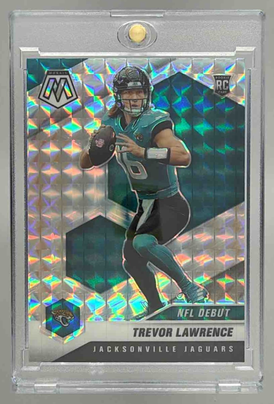 Card image for 2021 Panini Football Mosaic Trevor Lawrence #241 RC Jacksonville Jaguars