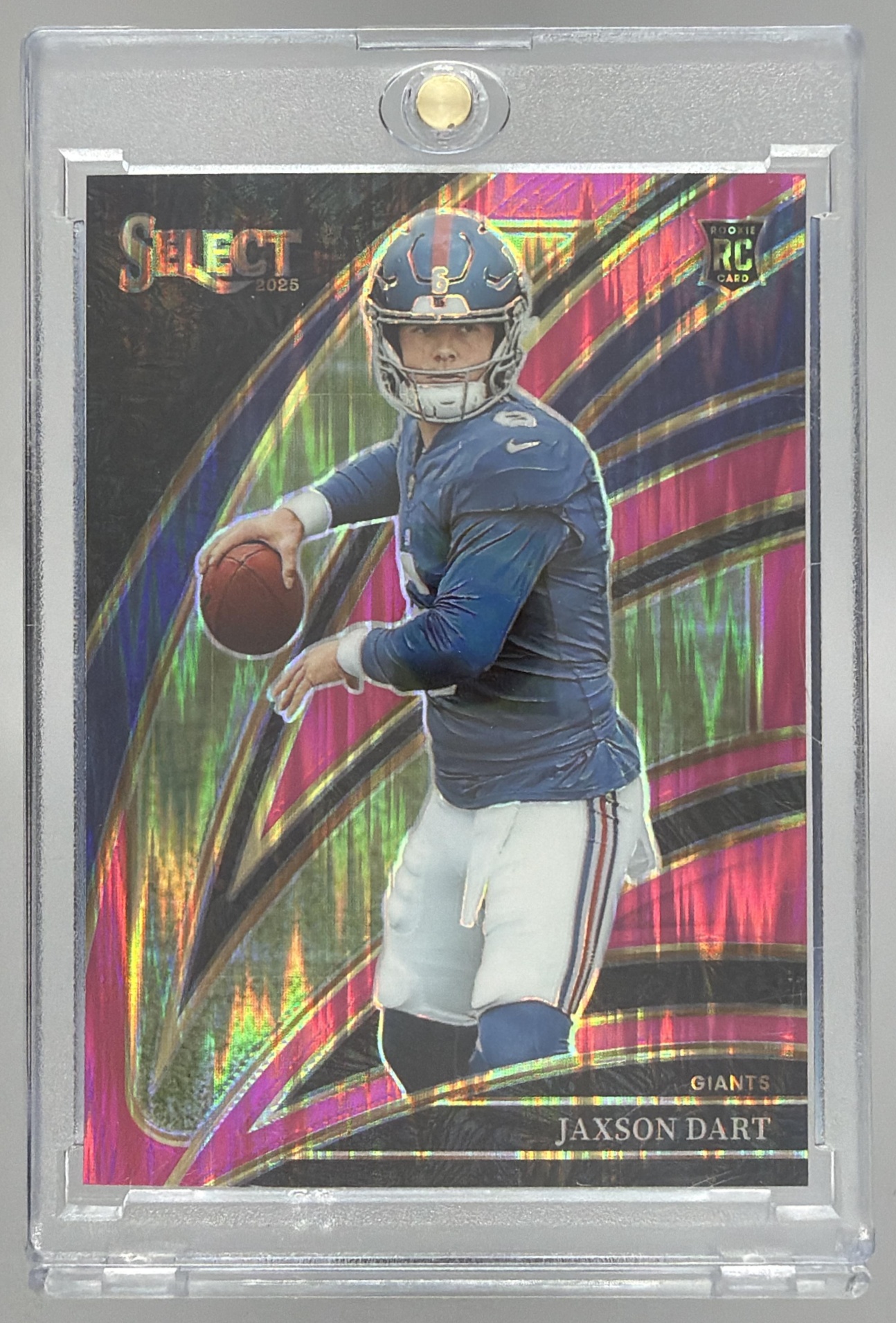 Card image for 2025 Panini Select Jaxson Dart Club Level Pink Prizm Shock #293 RC Giants