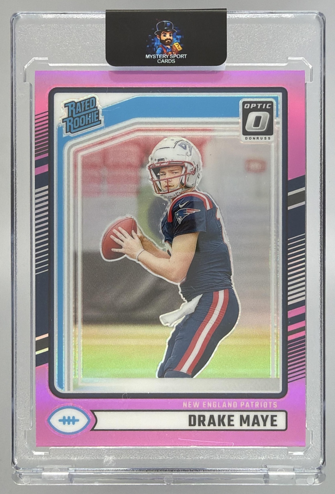 Card image for 2024 Panini Donruss Drake Maye Optic Rated Rookie Preview Pink #379 Patriots