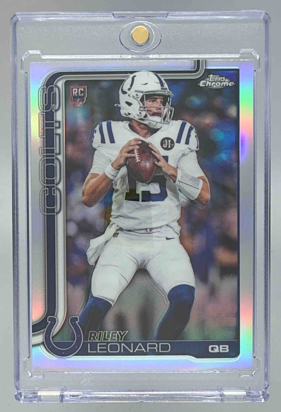 Card image for 2025 Topps Chrome Riley Leonard Rookie Refractor #318 RC Colts