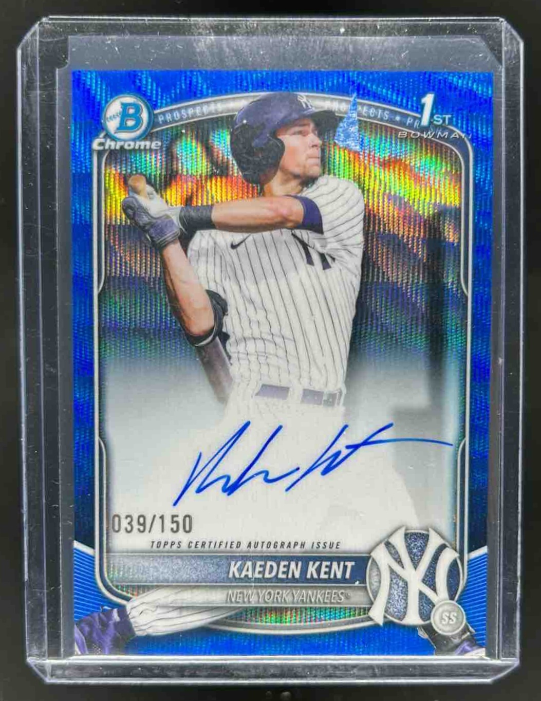 Kaeden Kent 2025 Bowman Draft Chrome Prospect Auto Blue Wave Refractor /150