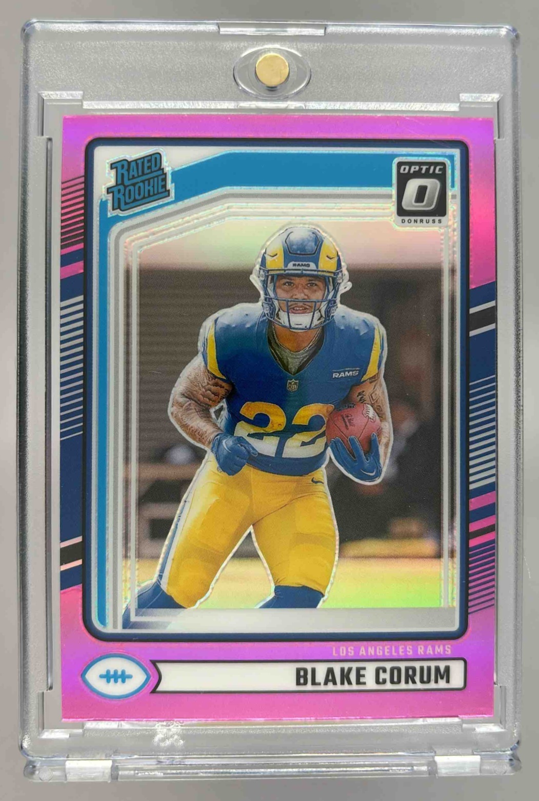Card image for 2024 Panini Donruss Blake Corum Optic Rated Rookie Preview Pink #322 RC Rams
