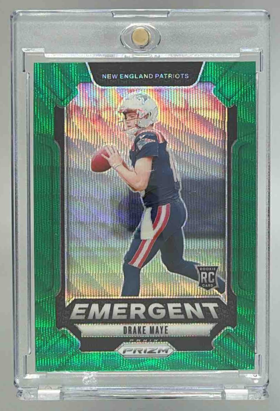 Card image for 2024 Panini Football Prizm Drake Maye Emergent Silver #4 RC New England Patriots