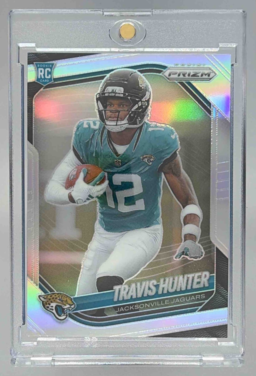 Card image for 2025 Panini Football Prizm Travis Hunter Silver #301 RC Jacksonville Jaguars