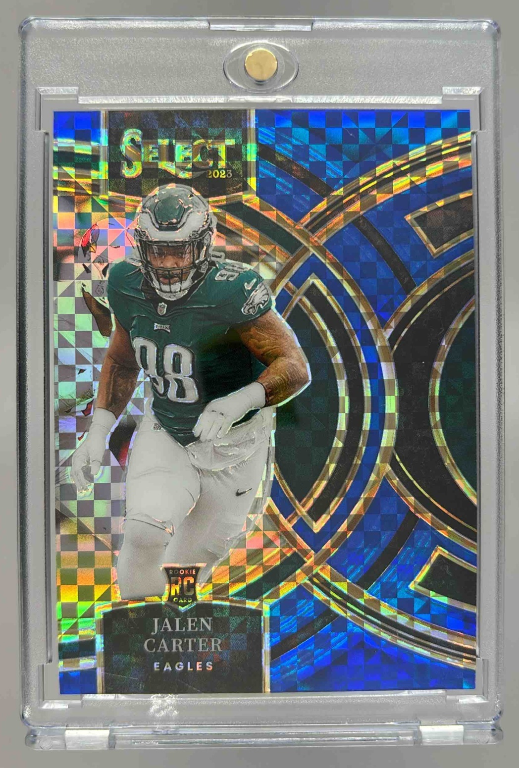 Card image for 2023 Panini Select Jalen Carter Blue Prizms /149 #171 RC Premier Eagles