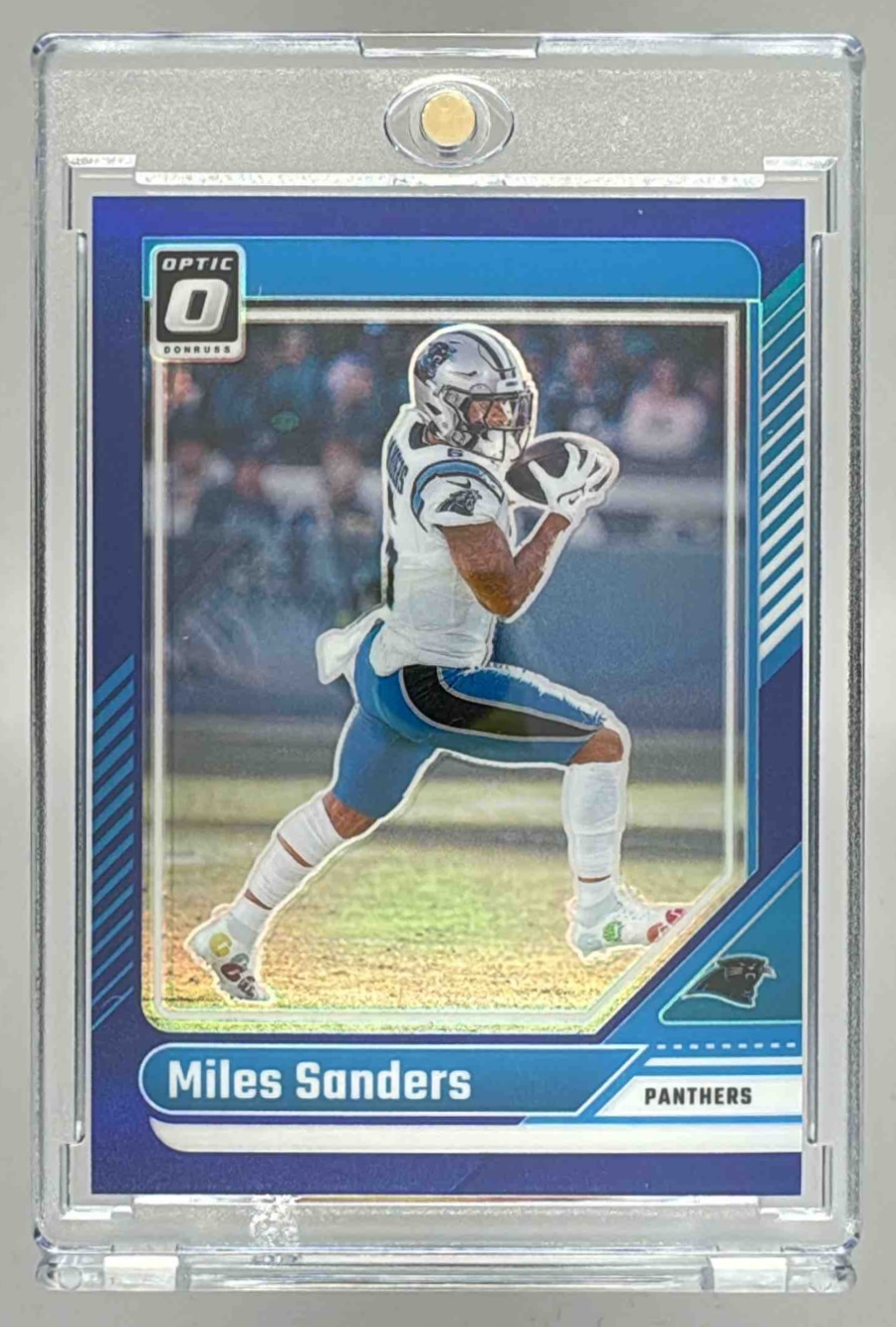 Card image for 2024 Panini Football Donruss Optic Miles Sanders Blue /199 #27 Carolina Panthers