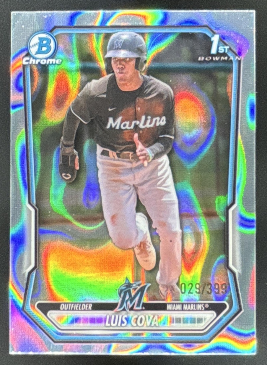 Card image for Luis Cova 2026 Bowman Lava Refractor /399 Chrome Prospects Miami Marlins
