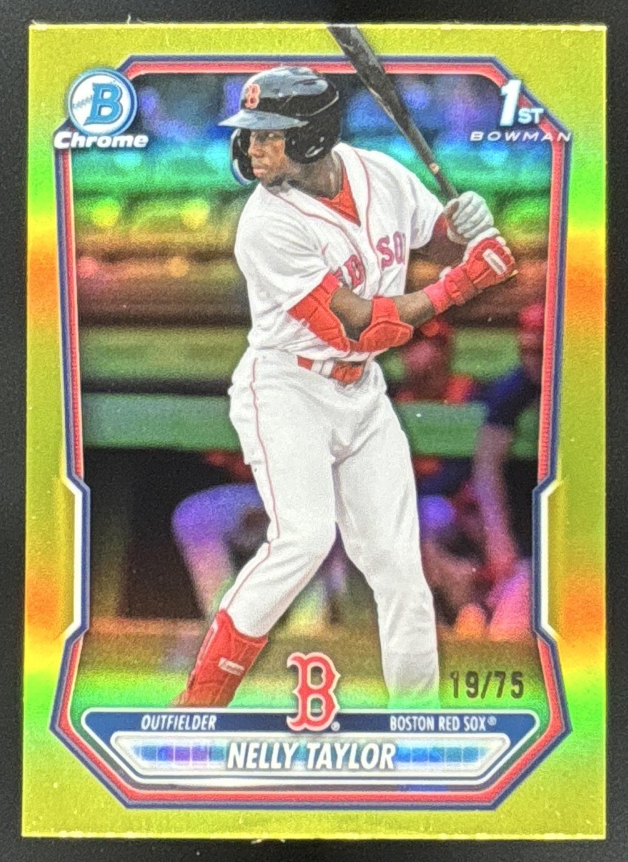 Card image for Nelly Taylor 2026 Bowman Yellow Refractor /75 Chrome Prospects Boston Red Sox