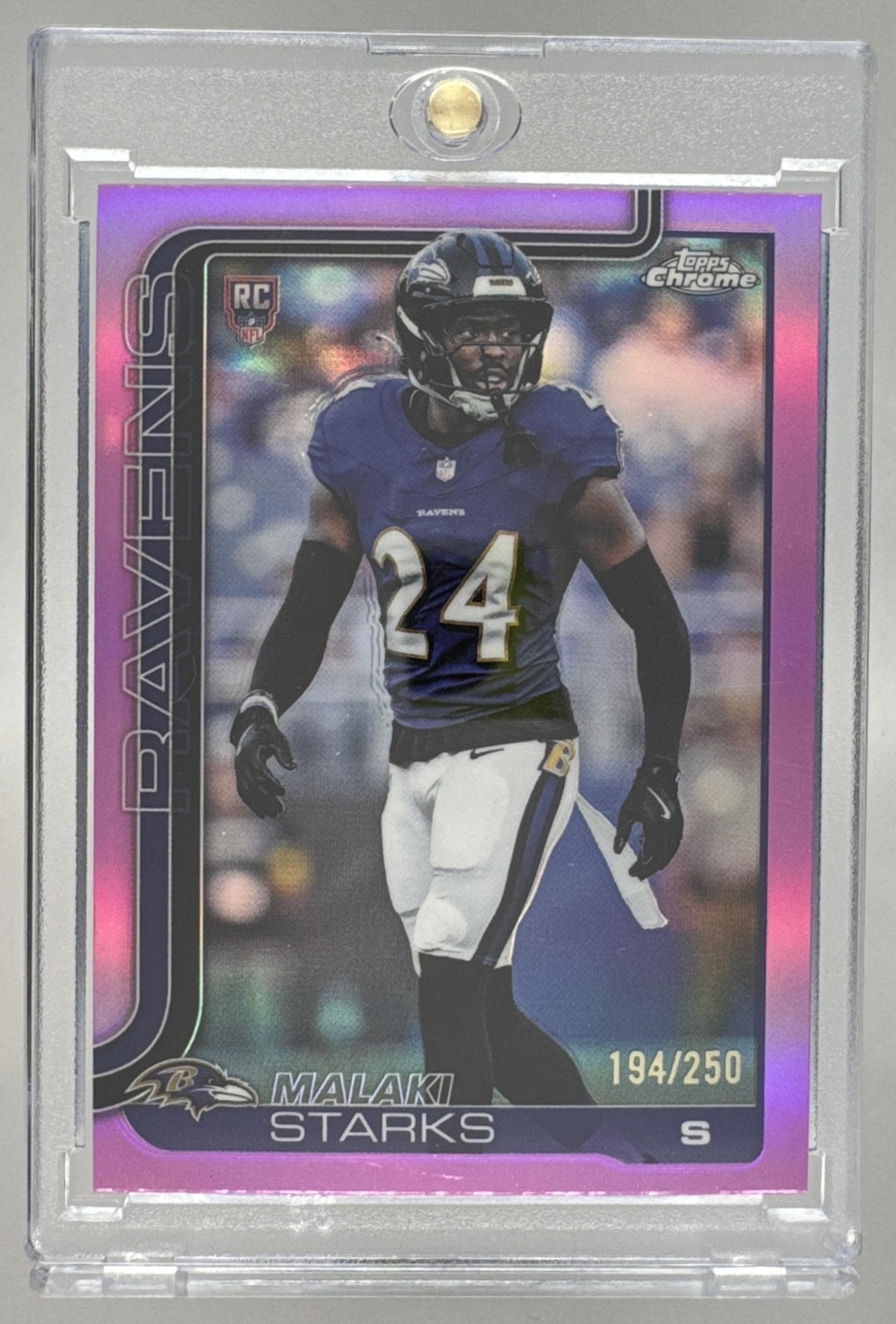 Card image for 2025 Topps Chrome Malaki Starks Rookie Pink Wave Refractor /250 #347 RC Ravens