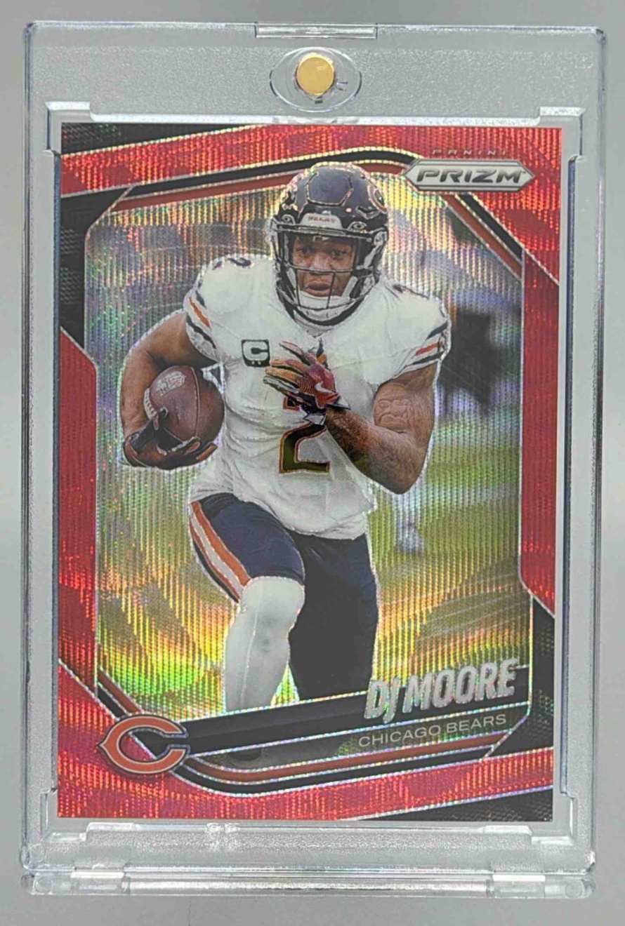 Card image for 2025 Panini Football Prizm DJ Moore Red Wave /149 #92 Chicago Bears