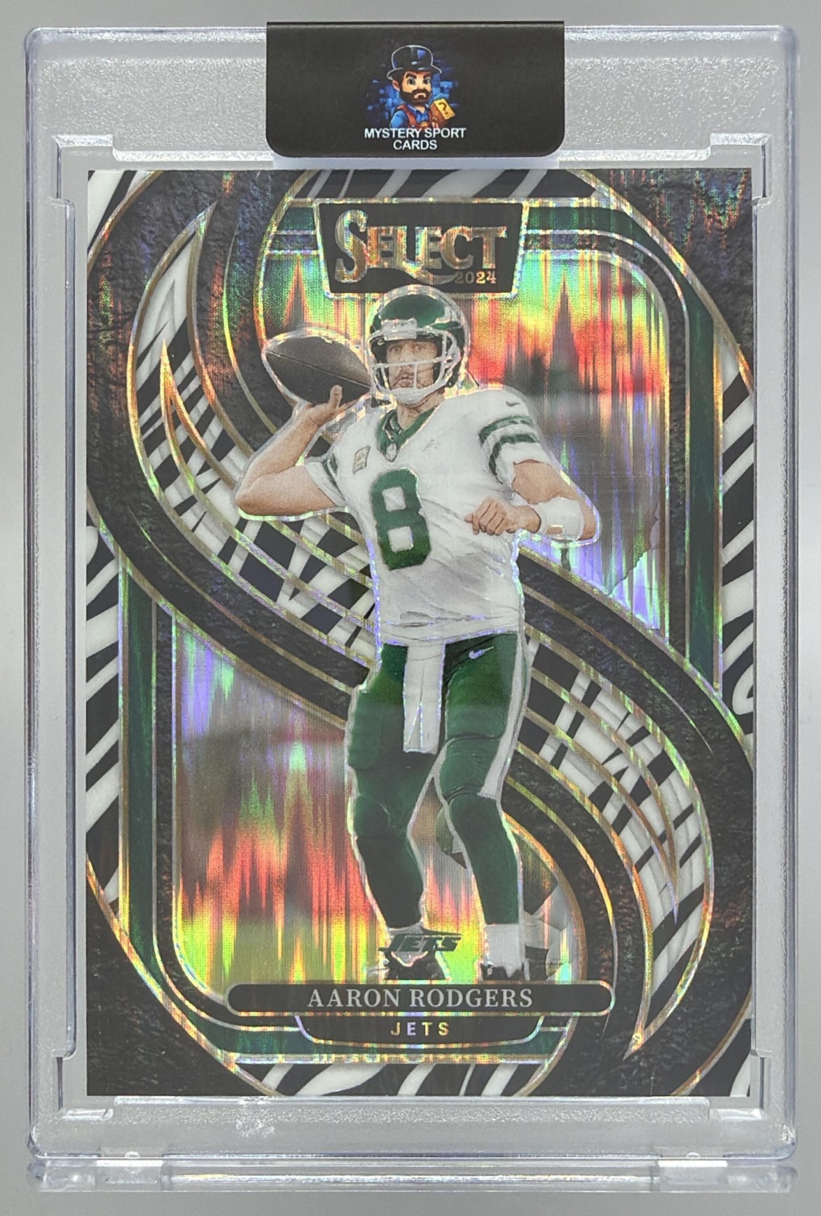 Card image for 2024 Panini Select Aaron Rodgers Premier Silver Prizm Die-Cut #126 Jets