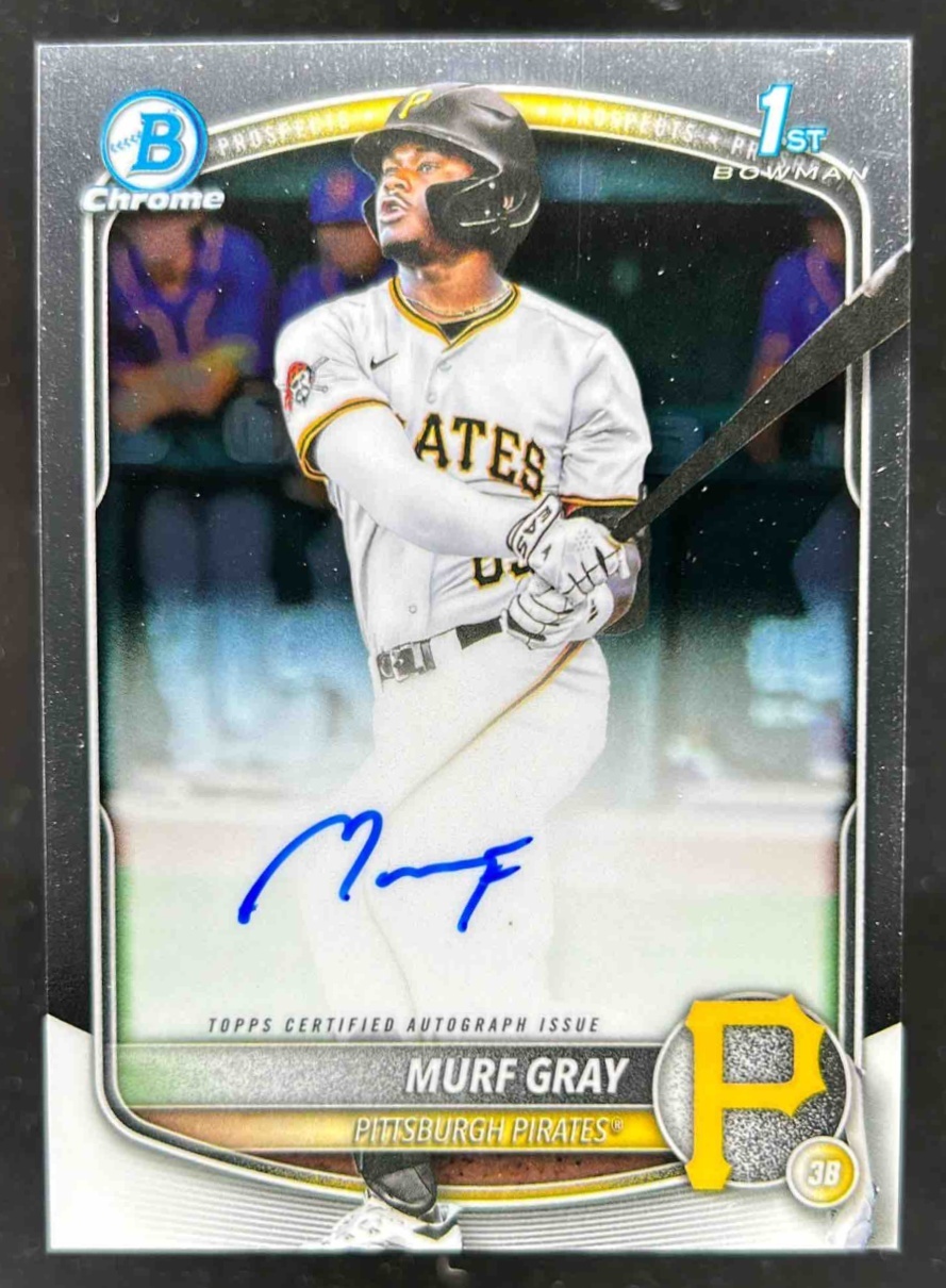 Card image for Murf Gray 2025 Bowman Baseball Draft Chrome Auto 1st Prospect Pittsburgh Pirates
