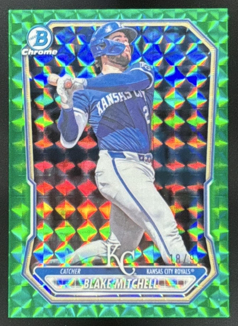 Card image for 2026 Bowman Blake Mitchell Chrome Prospects Green Geometric Refractor /99