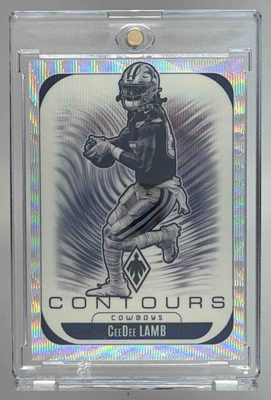 Card image for 2025 Panini Phoenix CeeDee Lamb Contours Silver Hyper /299 #9 Cowboys