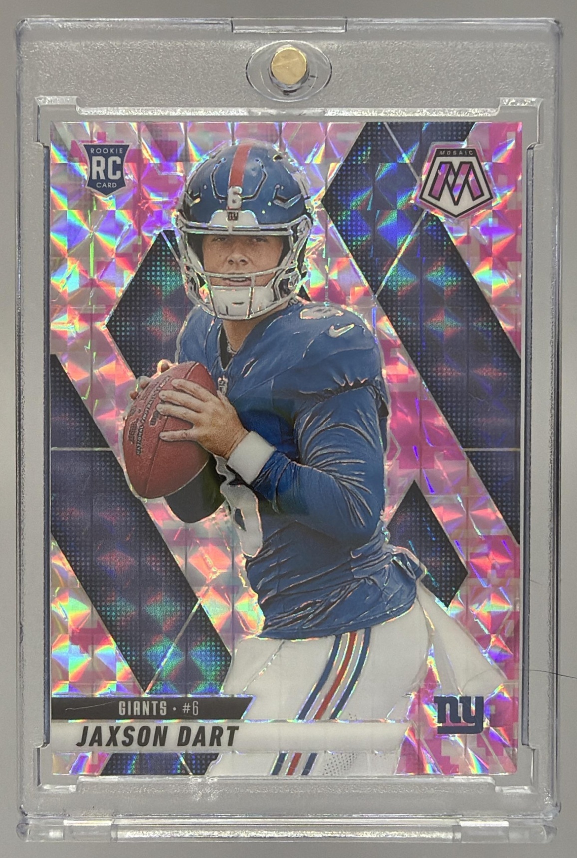 Card image for 2025 Panini Mosaic Jaxson Dart Rookies Mosaic Prizm #362 RC Giants