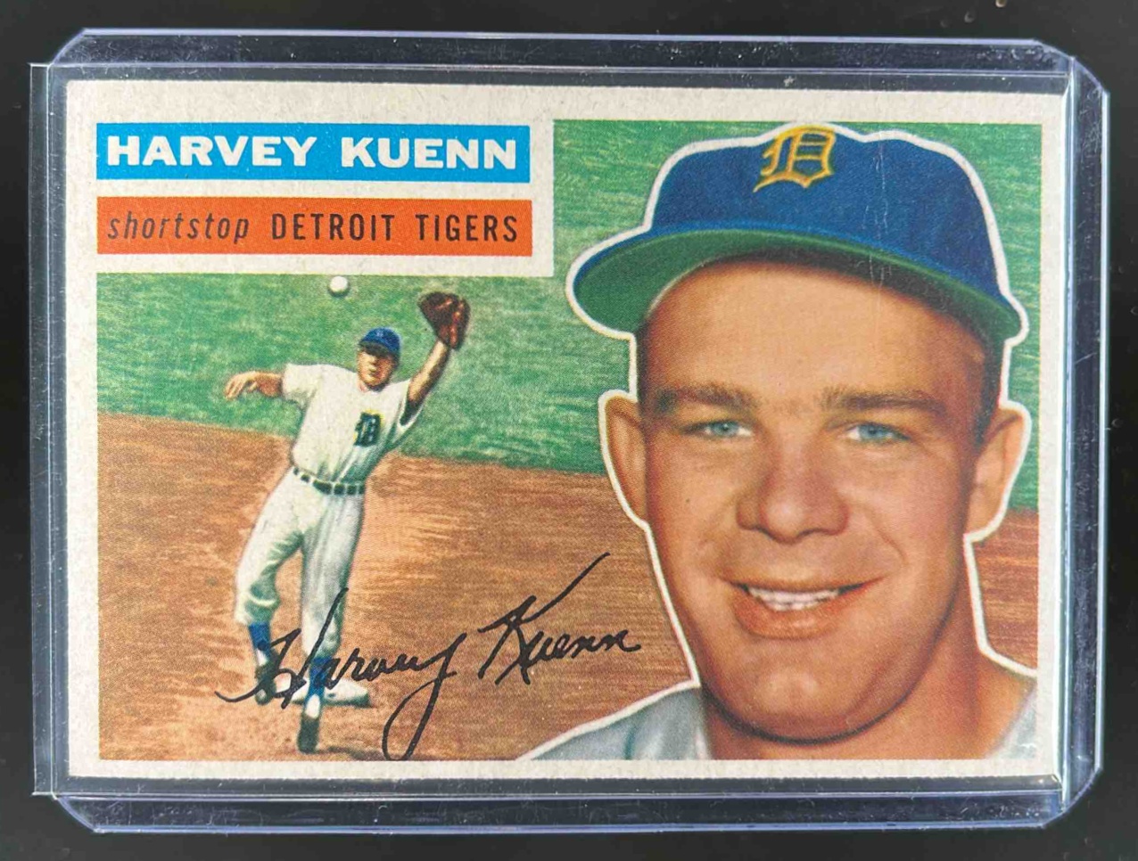 Card image for 1956 TOPPS BASEBALL HARVEY KUENN #155B DETROIT TIGERS