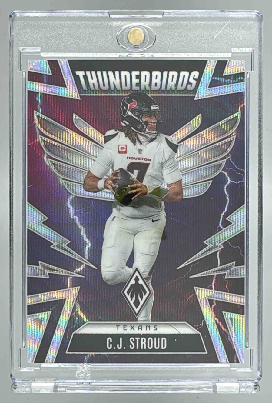 Card image for 2025 Panini Phoenix C.J. Stroud Thunderbirds Wave Prizm /299 #19 Texans
