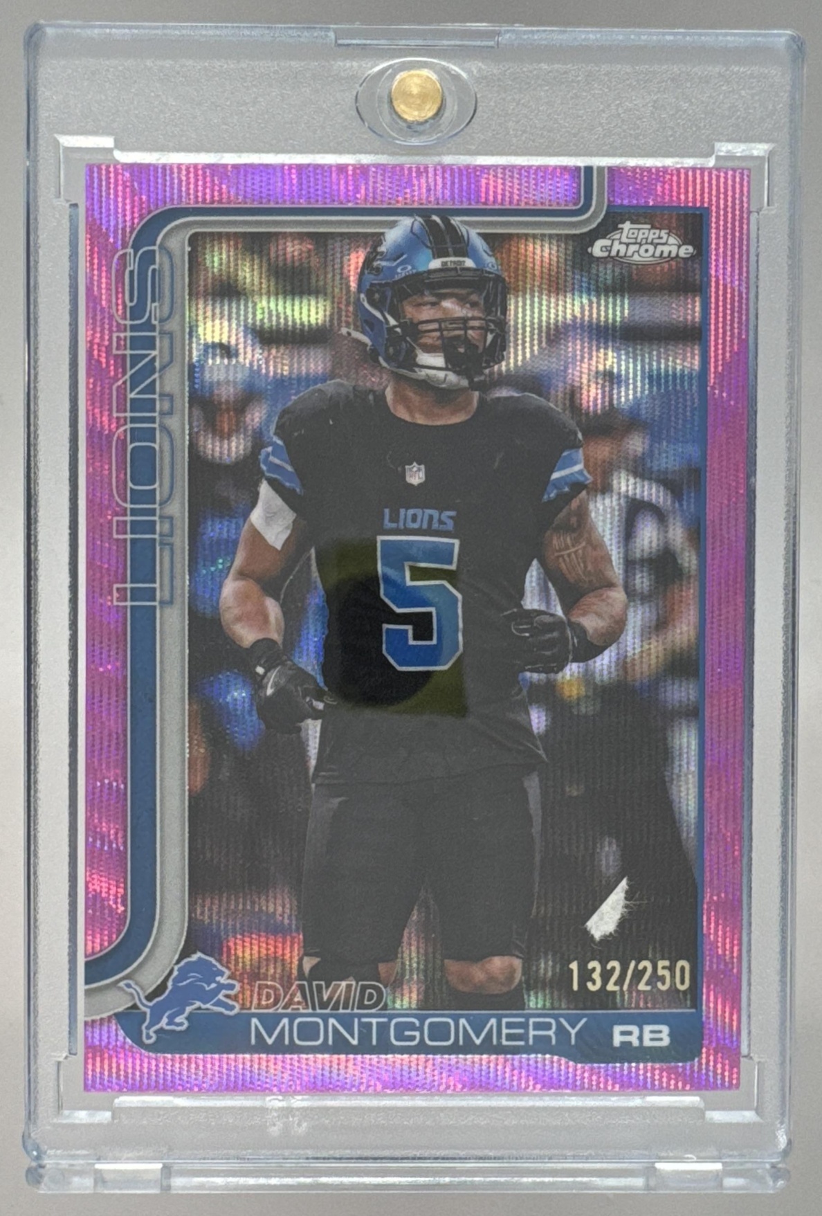 Card image for 2025 Topps Chrome David Montgomery Pink Refractor /250 #103 Lions