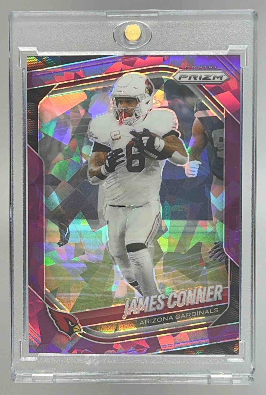 Card image for 2025 Panini Football Prizm James Conner Purple Ice /225 #171 Arizona Cardinals