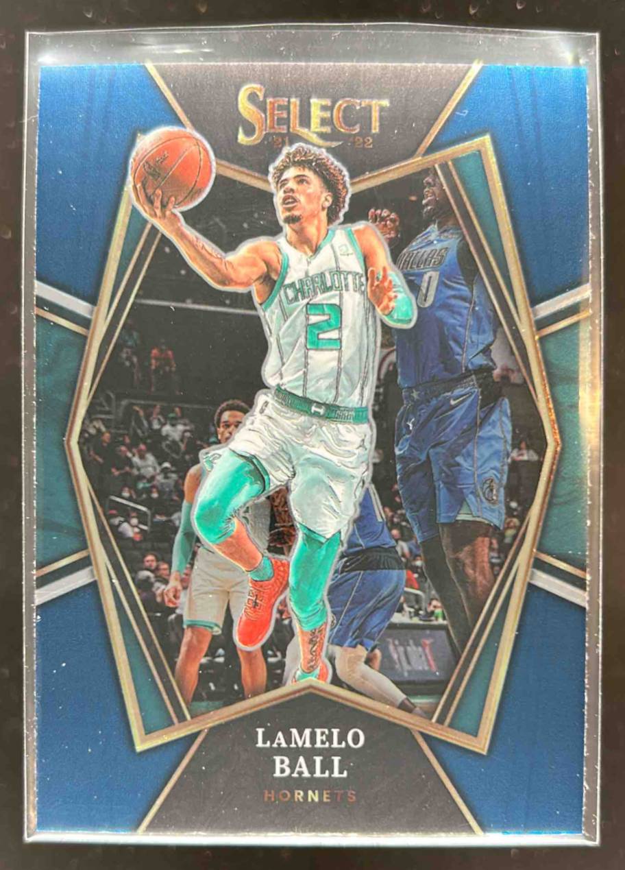 Card image for 2021-22 Panini Select LaMelo Ball Blue (Retail Base) #185 Premier