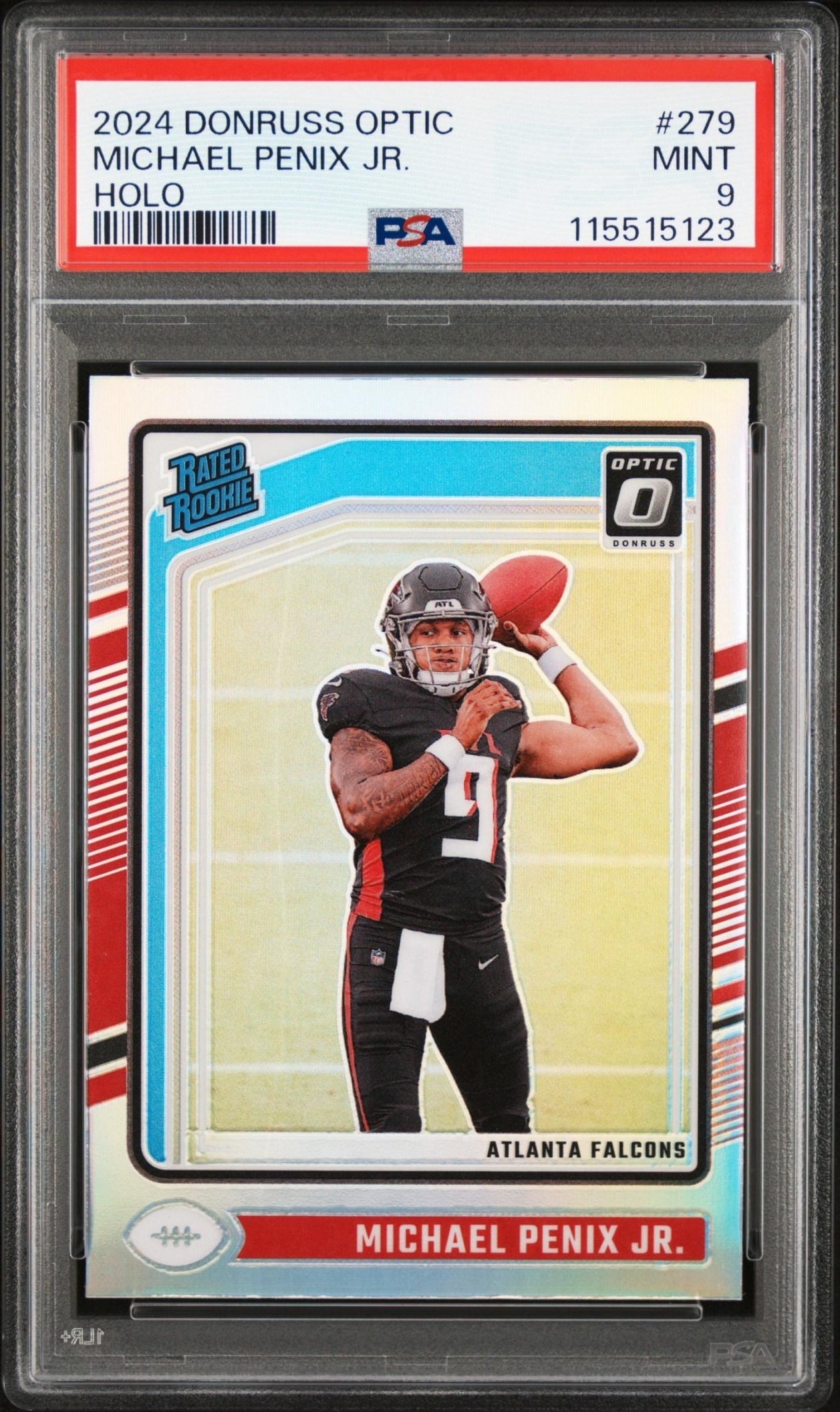 Card image for 2024 Panini Donruss Optic Michael Penix Jr. Holo #279 Rated Rookie Falcons