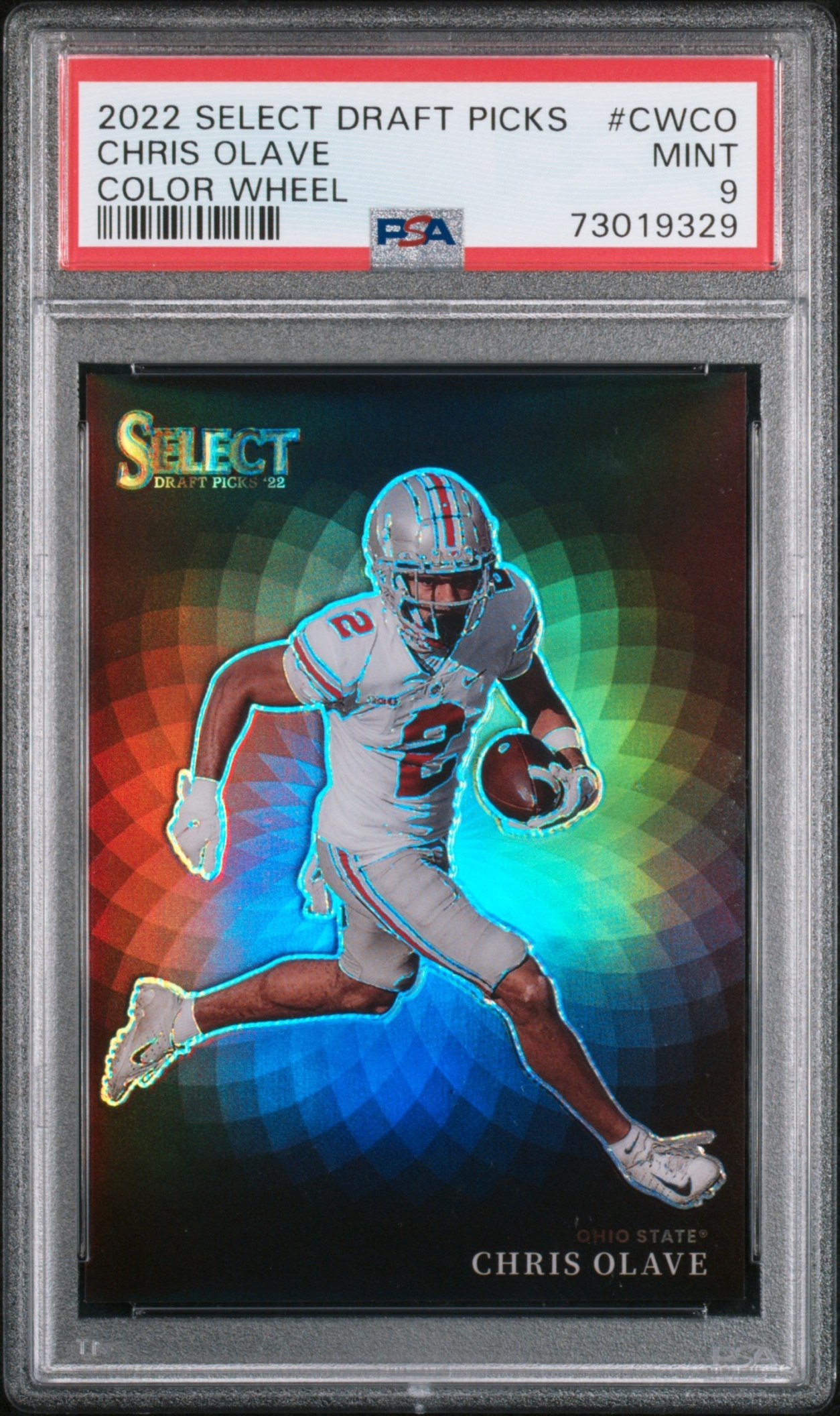 Card image for 2022 Panini Select Draft Picks Chris Olave Color Wheel #CW-CO RC Buckeyes