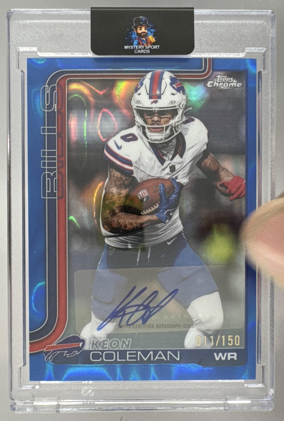 Card image for 2025 Topps Chrome Keon Coleman Auto Blue Lava Refractor /150 #BA-KC Bills