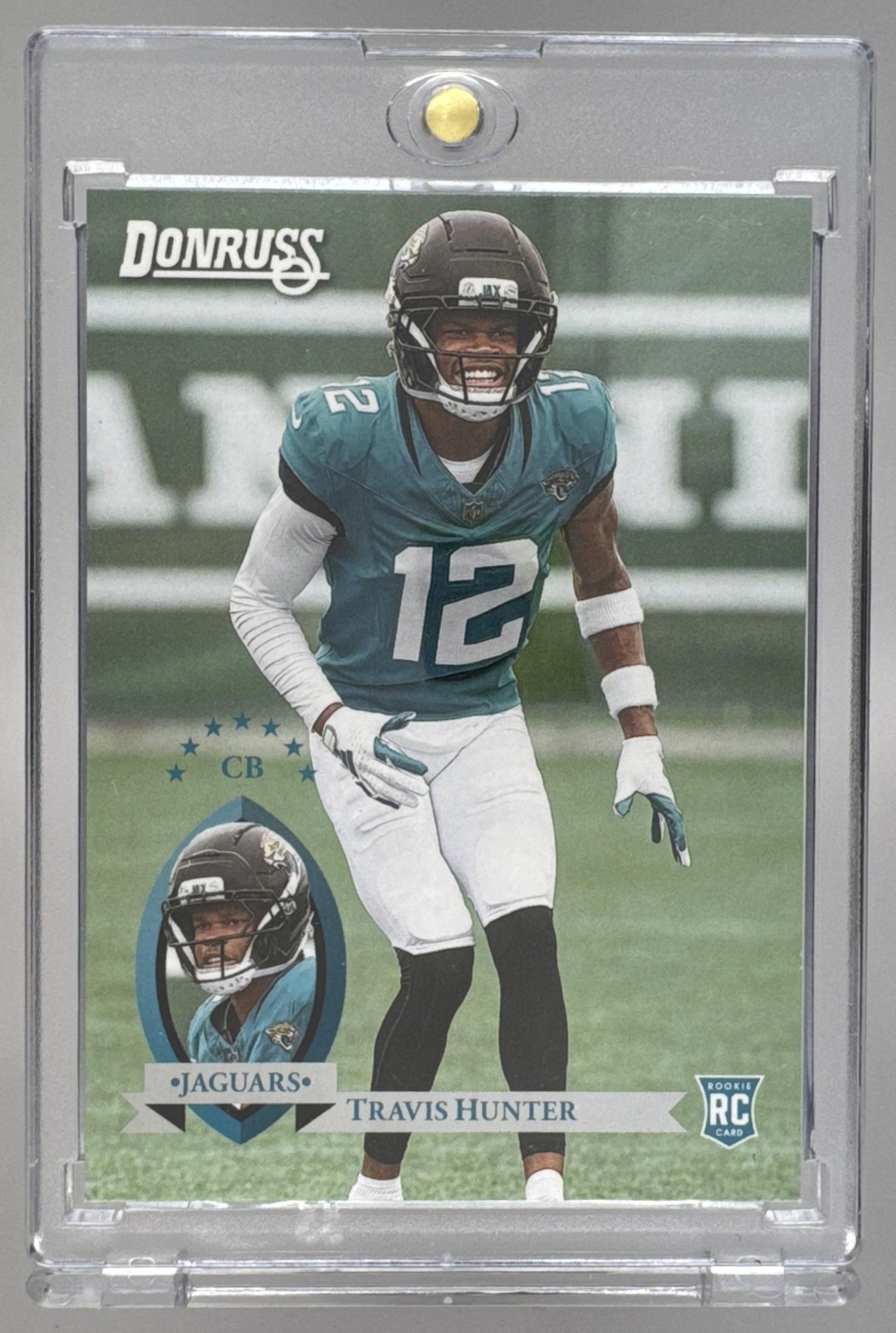 Card image for 2025 Panini Football Donruss Travis Hunter Retro 1995 #5 RC Jacksonville Jaguars